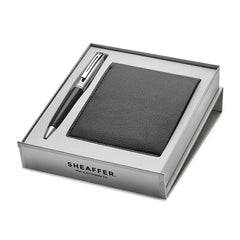 Sheaffer Set 9314 Gift 300 Ballpoint Pen - Glossy Black Barrel Chrome Cap with Chrome-Plating and Slim Wallet