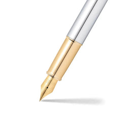 Sheaffer 9340 Gift 100 Fountain Pen Bright Chrome with Gold Tone Trim