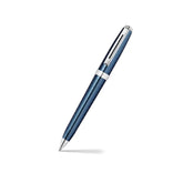 Sheaffer 9163 Prelude Ballpoint Pen - Deep Blue with Chrome-Plated Horizontal Line Engravings and Trim