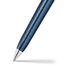 Sheaffer 9163 Prelude Ballpoint Pen - Deep Blue with Chrome-Plated Horizontal Line Engravings and Trim