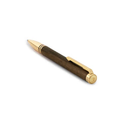Lapis Bard Contemporary Torque Hickory Ballpoint Pen - Brown with Gold Trims