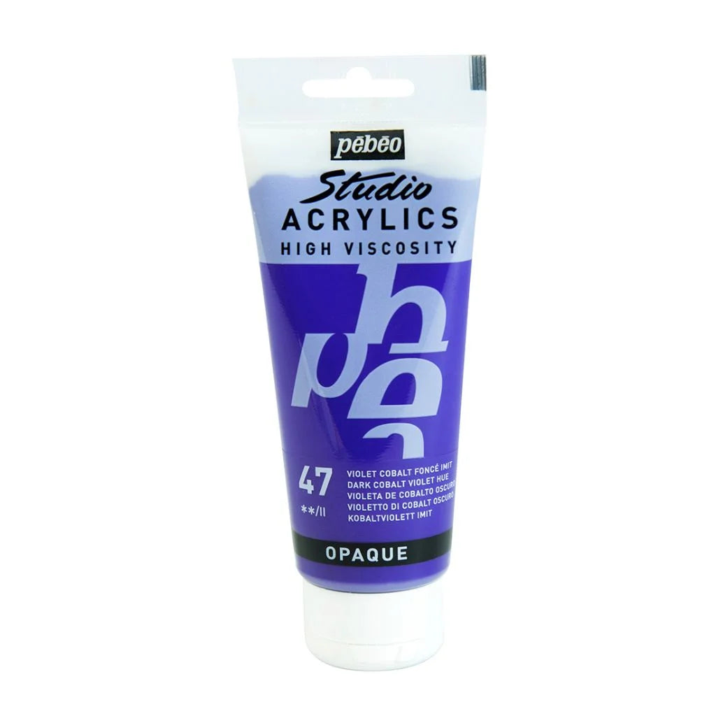 PEBEO HIGH VISCOSITY STUDIO ACRYLICS - DARK COBALT VIOLET HUE (47) - TUBE OF 250 ML