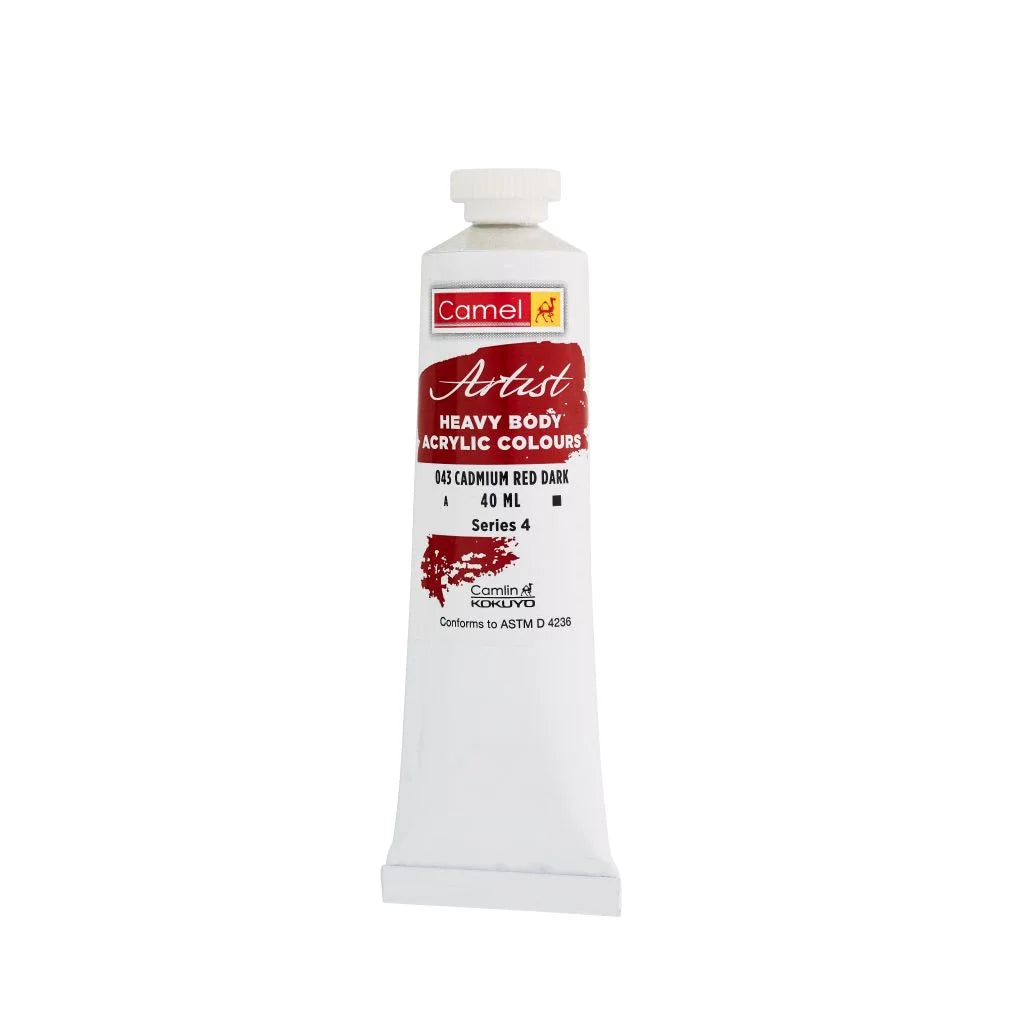 CAMEL HEAVY BODY ACRYLIC PAINT - CADMIUM RED DARK (043) - TUBE OF 40 ML