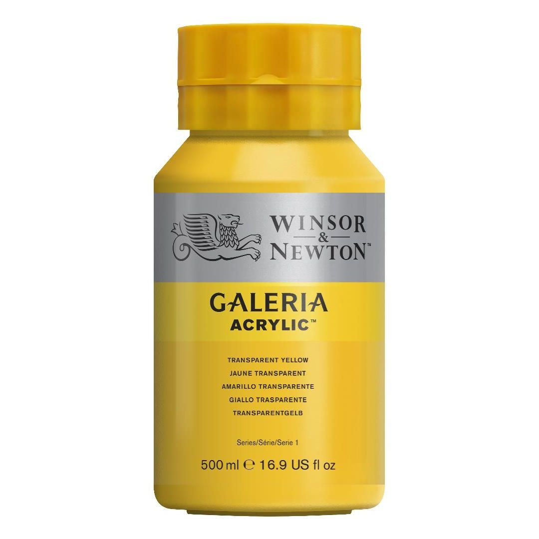 WINSOR & NEWTON GALERIA ACRYLIC COLOUR - JAR OF 500 ML - TRANSPARENT YELLOW (653)
