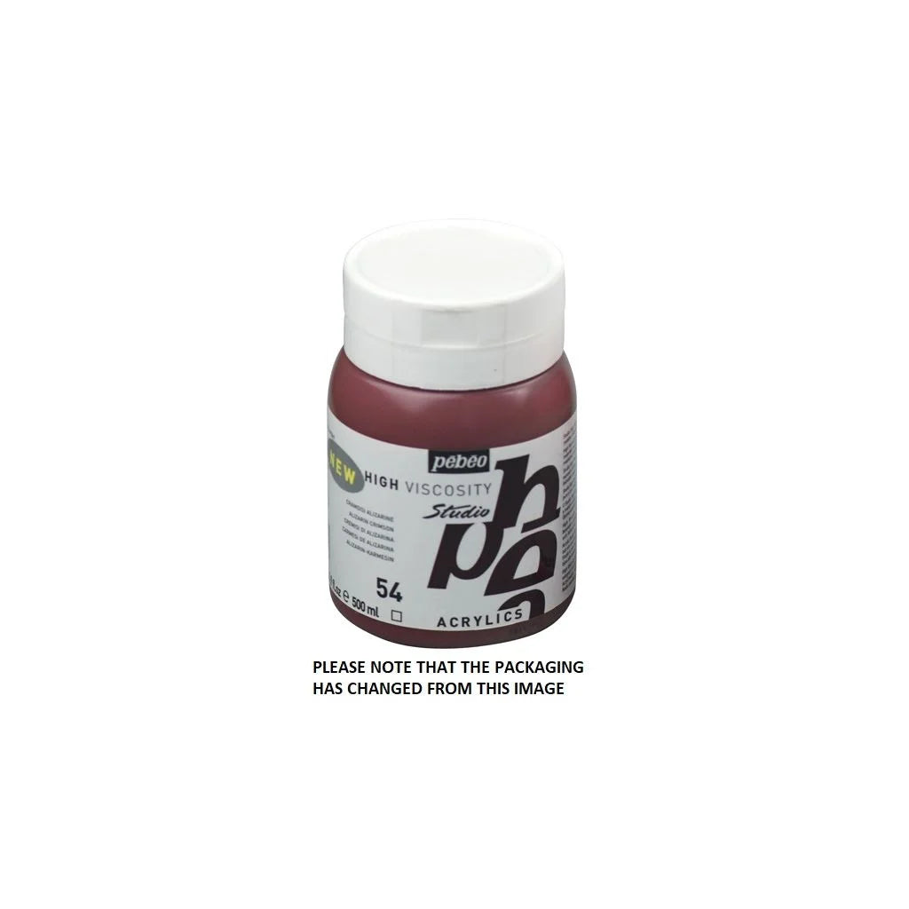 PEBEO HIGH VISCOSITY STUDIO ACRYLICS - ALIZARIN CRIMSON (54) - JAR OF 500 ML