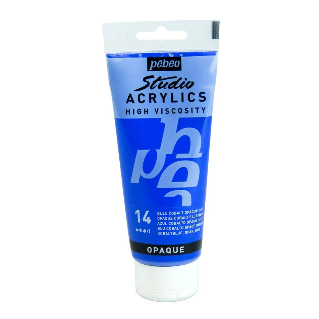 PEBEO HIGH VISCOSITY STUDIO ACRYLICS - OPAQUE COBALT BLUE HUE (14) - TUBE OF 100 ML