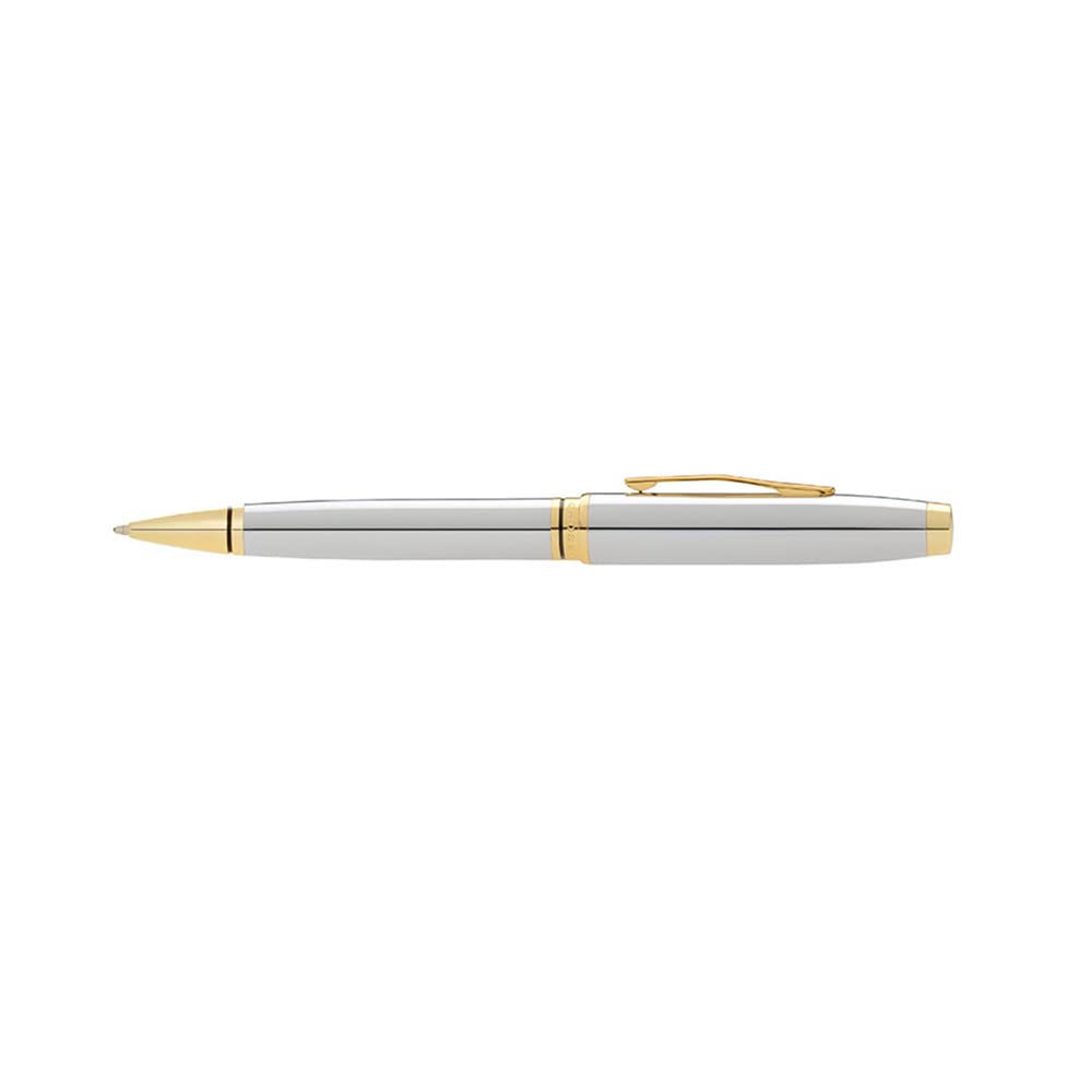Cross A.T.Distinguished Century Ii Silhouette,Extremely Polished Chrome Barrel&23Kt Gold Appointment Coventry With Cross Signature Center Band Medium Point Ballpoint Pen,Great Gift For Any Occasion