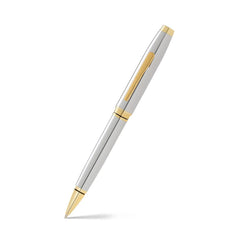 Cross A.T.Distinguished Century Ii Silhouette,Extremely Polished Chrome Barrel&23Kt Gold Appointment Coventry With Cross Signature Center Band Medium Point Ballpoint Pen,Great Gift For Any Occasion