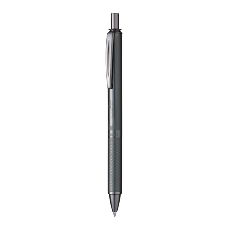 Pentel EnerGel Metal 0.7mm Roller Gel Pen | Aluminium Metal Matte Black Body | Textured Grip With Retractable Mechanism | Black Body, Blue Ink