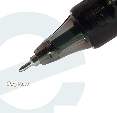 Pentel Energel Roller Gel Pen 0.5mm Metal Tip - 5 Pcs By DTL Company (Black)