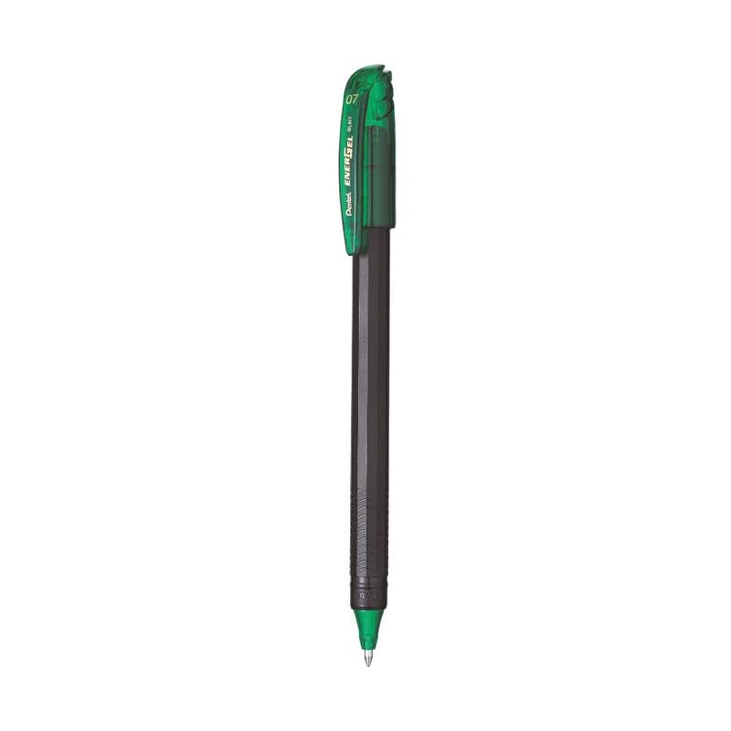 Pentel Energel BL417 Roller Gel Pen | Quick Drying & Smudge-Proof Ink | 0.7mm Smooth Metal Tip | Set Of 5 Pens, Green Ink