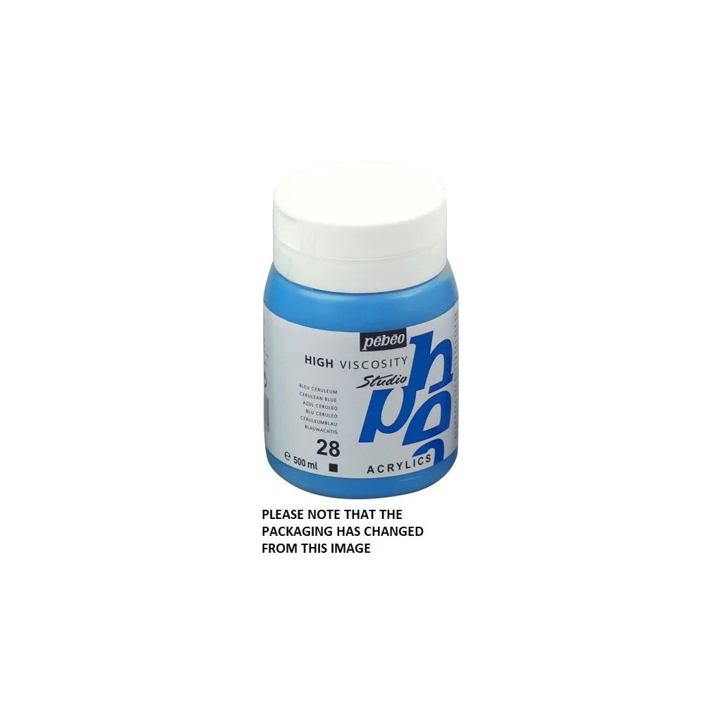 PEBEO HIGH VISCOSITY STUDIO ACRYLICS - CERULEAN BLUE (28) - JAR OF 500 ML