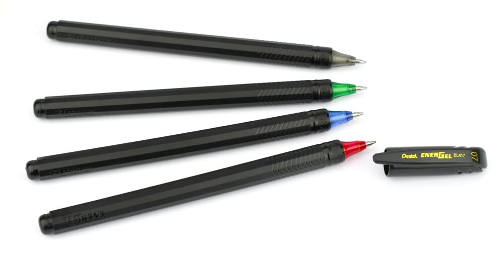 Pentel EnerGel 0.7 MM Roller Gel Pen | Quick Dry Ink For Smudge-Free Writing | Lightweight Gel Pen For Smooth Writing Experience | Black, Pack of 12 (BL417)