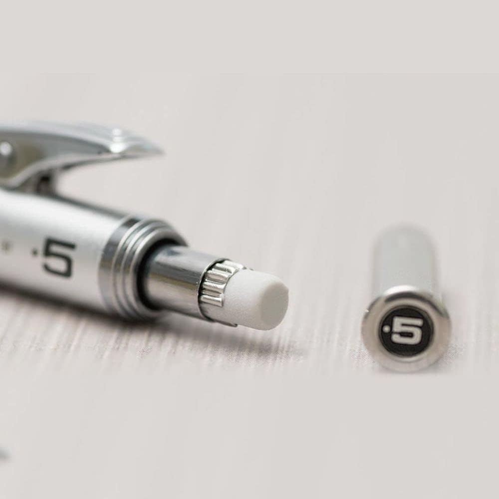 Pentel GraphGear 1000 0.5 Mm Mechanical Drafting Pencil | Metal Clip With Retractable Mechanism | Dual Metal & Rubber Grip | Pack Of 1 | Silver & Black (PG1015)