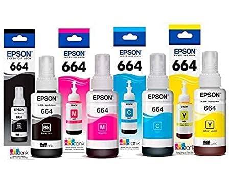 Epson All Colours (T6641-Black, T6642-Cyan, T6643-Magenta, T6644-Yellow) Ink Bottles 70 ml Each