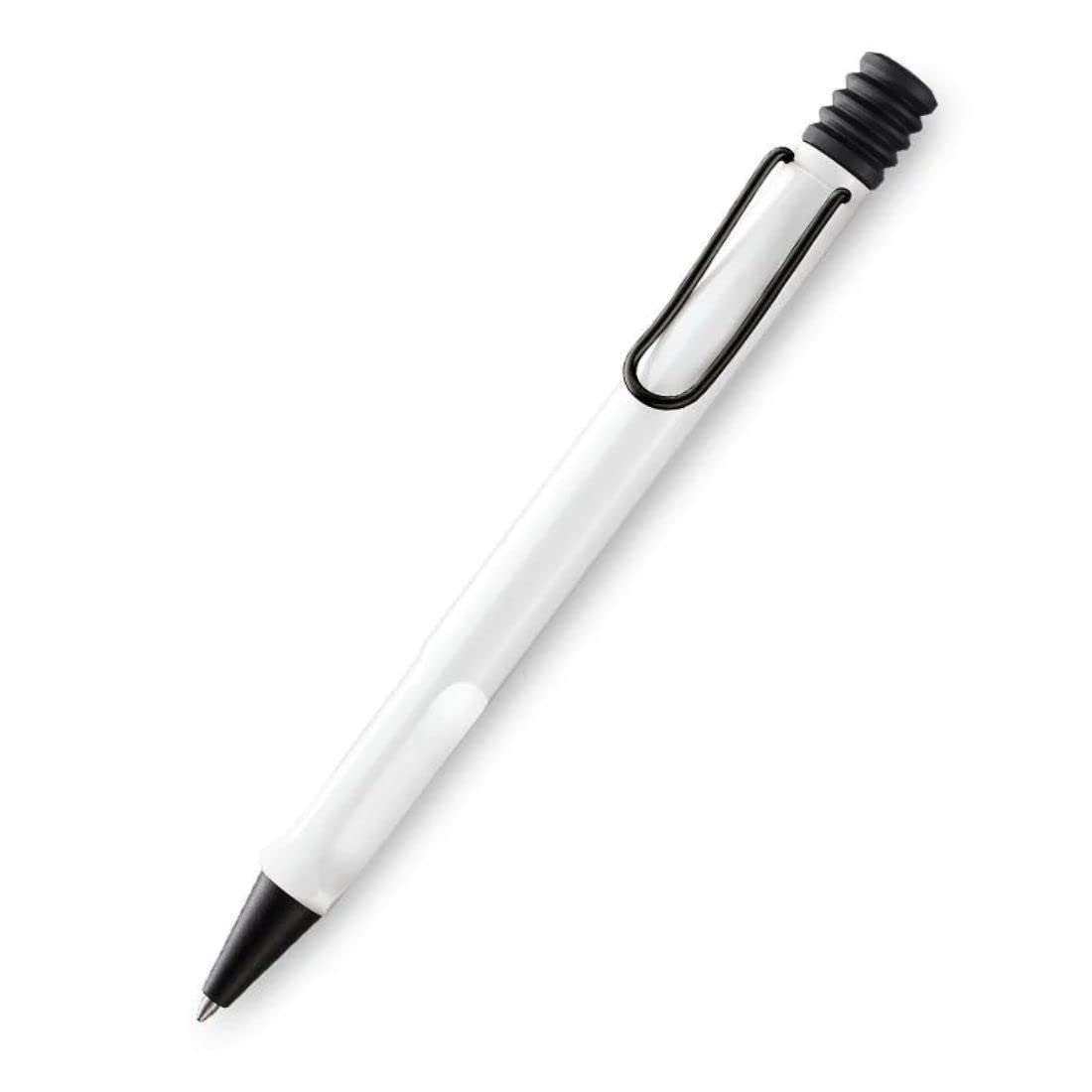 Lamy Safari 219 Medium Nib Ball Pen Box Pack | Sturdy Plastic, White & Black Body | Metal Clip, Chromium-Plated Steel Nib | With Ink Cartridge T 10 & Converter Z 28 | Black Ink, Pack Of 1