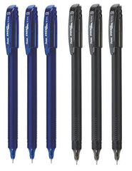 Pentel Energel - Roller Gel Pen Set - Pack of 6 Pens - (0.5mm - 3 BLUE + 3 BLACK)
