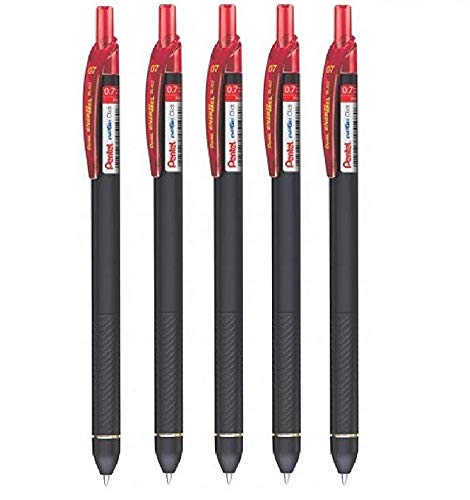 Pentel Energel Click Roller Gel Pen By DTL Company (Red, 5 Pcs)