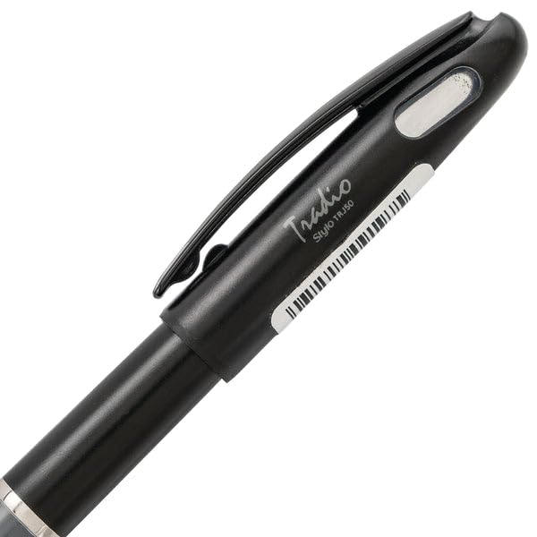 Pentel Tradio Stylo Fountain Pen | Plastic Ribbed Body | Sleek Black Body | Black Ink, Pack of 1