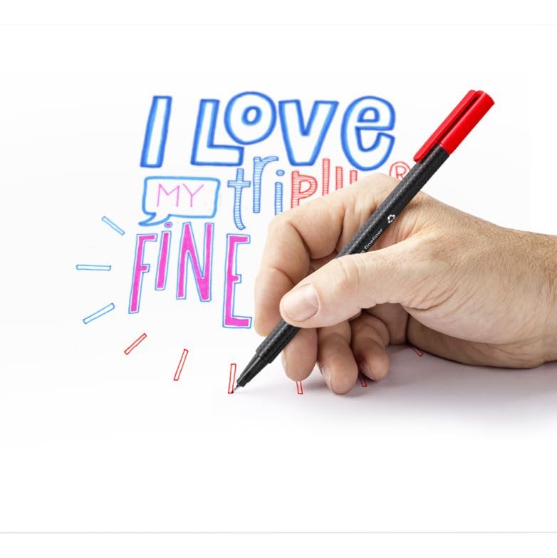Staedtler 334-3 Triplus Fineliner Tip Pen - Blue- Pack of 10