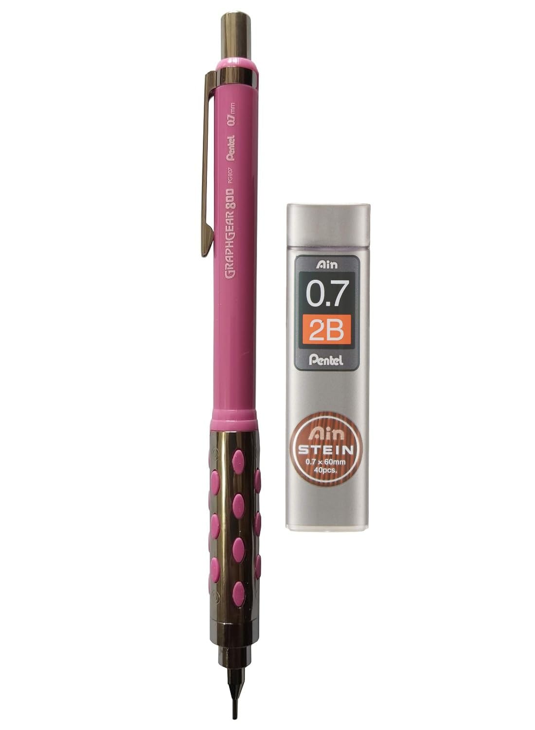 Pentel Graph Gear 800 0.7Mm Draughting Pencil With 2B Lead Box (40 Leads), Multi