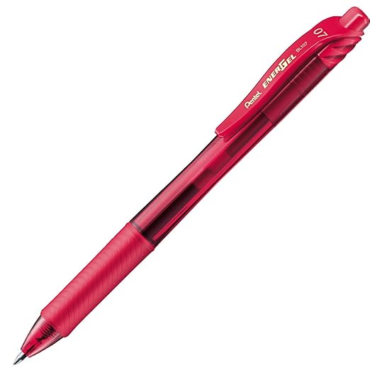 Pentel EnerGel X BL107-B Gel Ink Ballpoint Pen, 0.7 Red, 10 Pieces