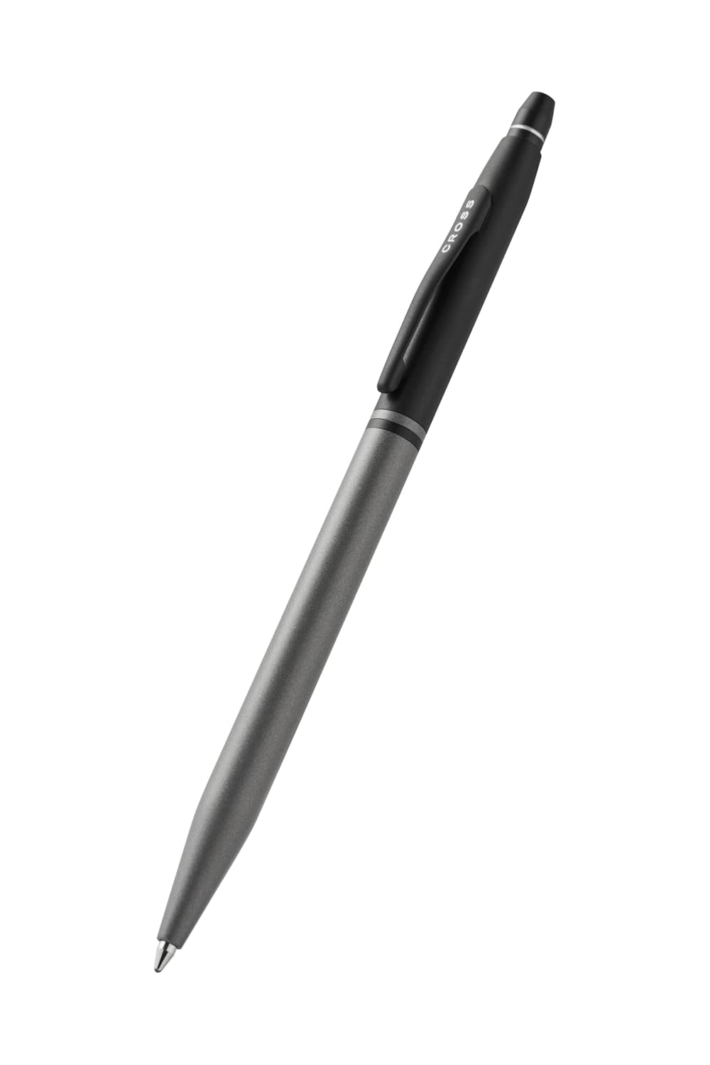 Cross Click Tuxedo Satin Metallic Gray with Black Appointments Ballpoint Pen | Luxury Gift For Men and Women
