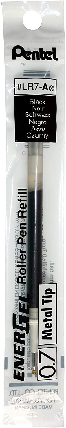 Pentel Energel BL410 Roller Gel Pen & Refills Combo | Quick Drying & Smudge-Proof Ink | 1.0mm Smooth Metal Tip | Set Of 4 Pens & 10 LR10 Refills, Black Ink