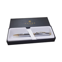 Cross A.T.Distinguished Century Ii Silhouette,Extremely Polished Chrome Barrel&23Kt Gold Appointment Coventry With Cross Signature Center Band Medium Point Ballpoint Pen,Great Gift For Any Occasion