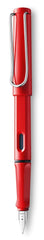 Lamy Safari Red Fountain Pen | Sturdy Plastic, Red | Metal Clip | Ergonomic Grip | Steel Nib, Polished | with Ink Cartridge T 10 Blue | with Converter Z 28