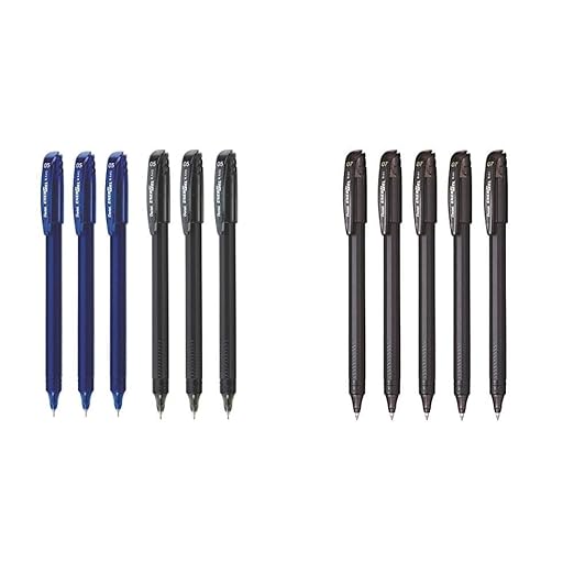 Pentel Energel - Roller Gel Pen Set - Pack of 6 Pens - (0.5mm - 3 BLUE + 3 BLACK) Energel - 0.7mm - Roller Gel Pen Set - Pack of 5 (Black)