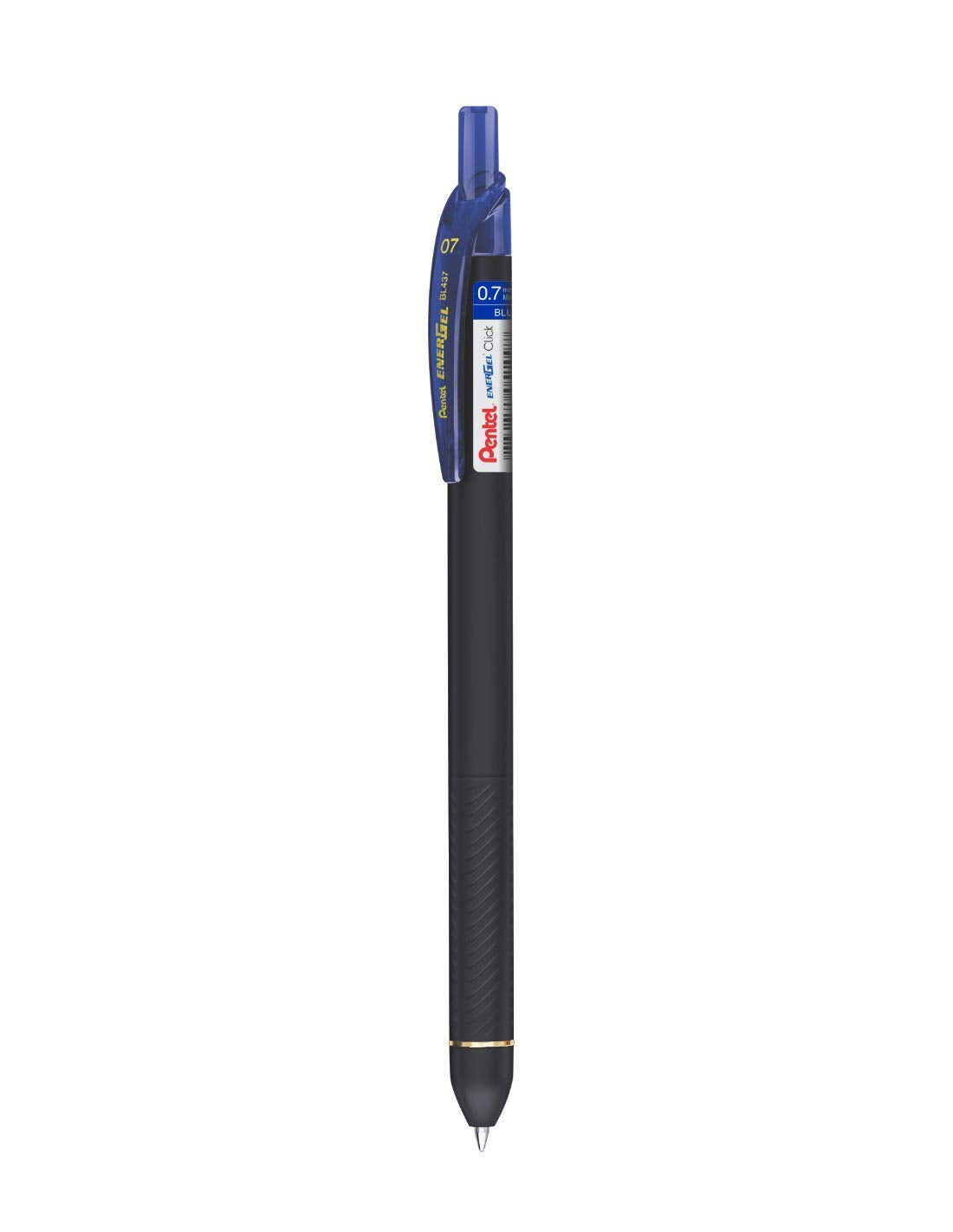 Pentel EnerGel Click 0.7mm Metal Tip (EnerGel Click Pen Blue 5 & LR7 Refill Blue 5) By DTL Company