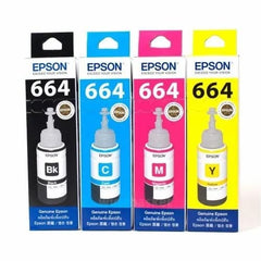 Epson All Colours (T6641-Black, T6642-Cyan, T6643-Magenta, T6644-Yellow) Ink Bottles 70 ml Each