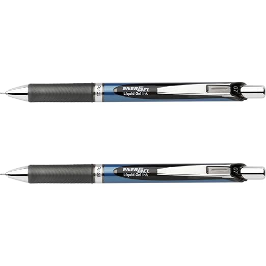 Pentel EnerGel Deluxe RTX Retractable Needle Tip Liquid Gel Pen - Pack of 2, Black