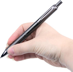 Pentel EnerGel Metal 0.7mm Roller Gel Pen | Aluminium Metal Matte Black Body | Textured Grip With Retractable Mechanism | Black Body, Blue Ink