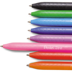 Pentel IZee Click 0.7 MM Retractable Ball Point Pen | Honeycomb Grip for Better Control & Stress-Free Writing | Metal Clip for Professional Look | Blue, Pack of 8 (BX467)