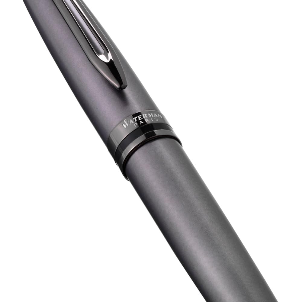 Waterman EXPERT METALLIC SILVER WITH RUTHENIUM TRIM FOUNTAIN PEN – FINE NIB