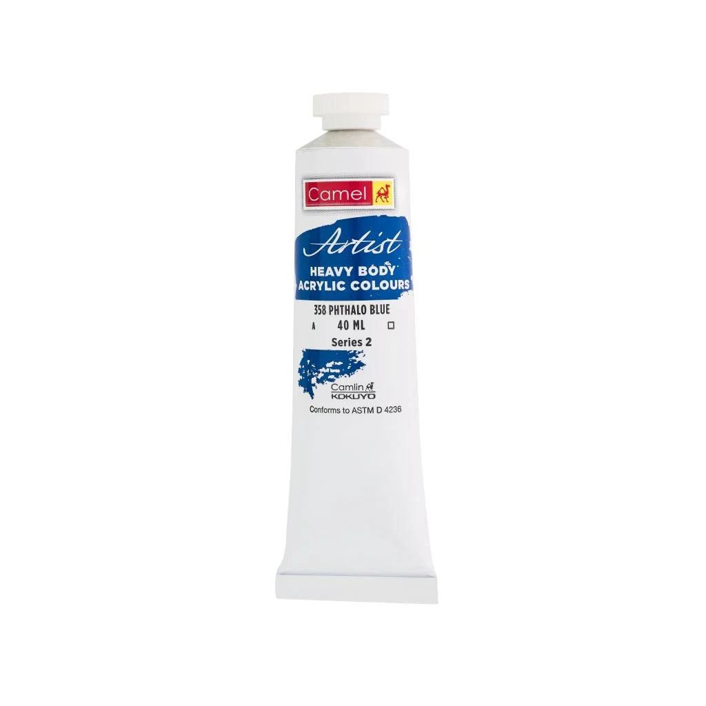CAMEL HEAVY BODY ACRYLIC PAINT - PHTHALO BLUE (RED) (358) - TUBE OF 40 ML
