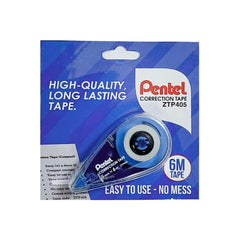Pentel Correction Tape | Non-Toxic & Strong Adhesive Tape | 6M Long Lasting Writable Tape | 5mm x 6m | Blue | Pack of 2 (ZTP405)