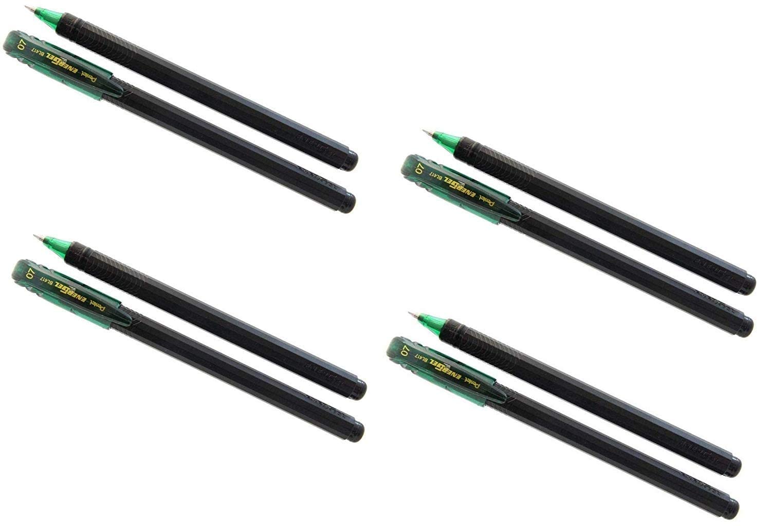 Pentel Energel BL417 Roller Gel Pen | Quick Drying & Smudge-Proof Ink | 0.7mm Smooth Metal Tip | Set Of 5 Pens, Green Ink