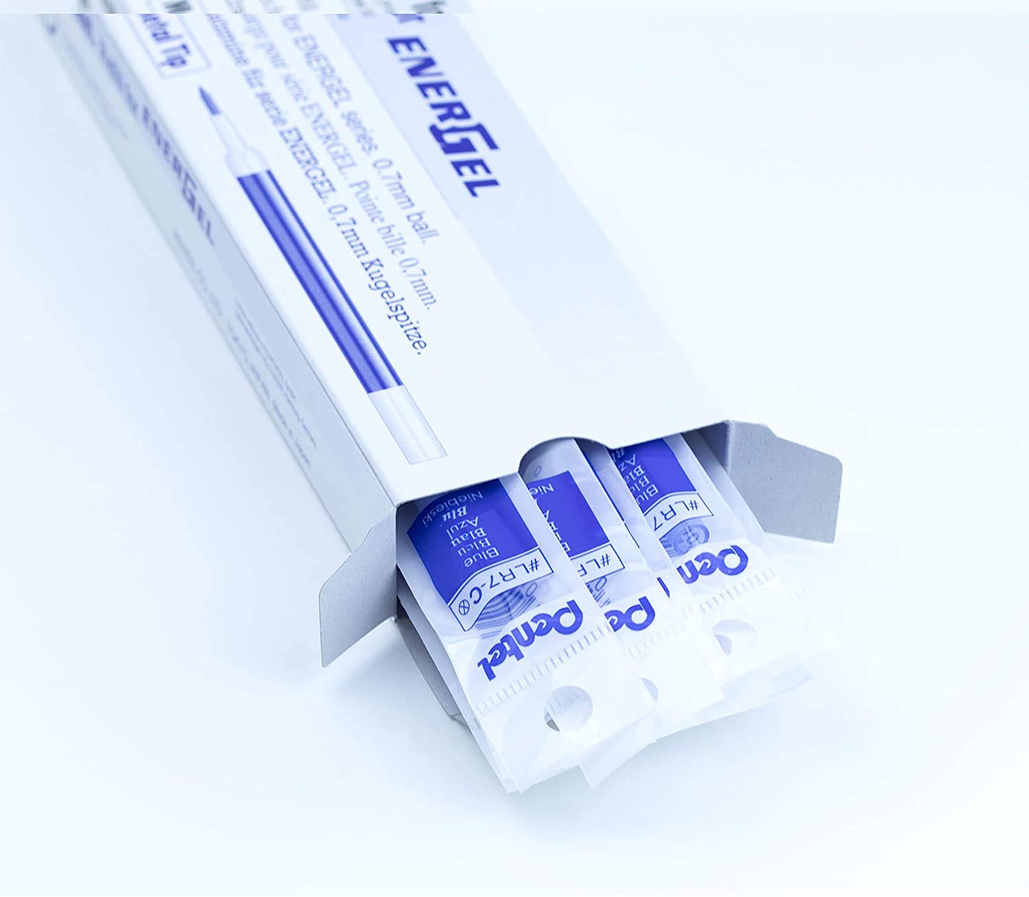 Pentel Energel BL415 Roller Gel Pen & Refills Combo | Quick Drying & Smudge-Proof Ink | 0.5mm Smooth Metal Tip | Set Of 5 Pens & 10 LR5 Refills, Blue Ink