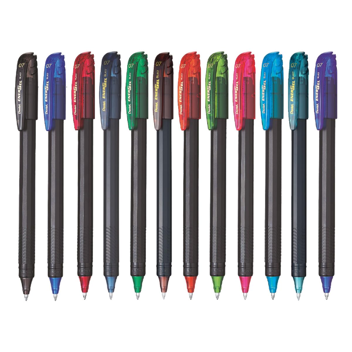 Pentel Energel 0.7mm Metal Tip Roller Gel Pen Set - Pack of 12 (Multicolour)