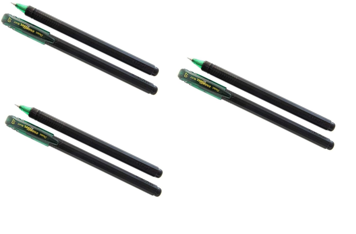 Pentel Energel BL417 Roller Gel Pen | Quick Drying & Smudge-Proof Ink | 0.7mm Smooth Metal Tip | Set Of 5 Pens, Green Ink