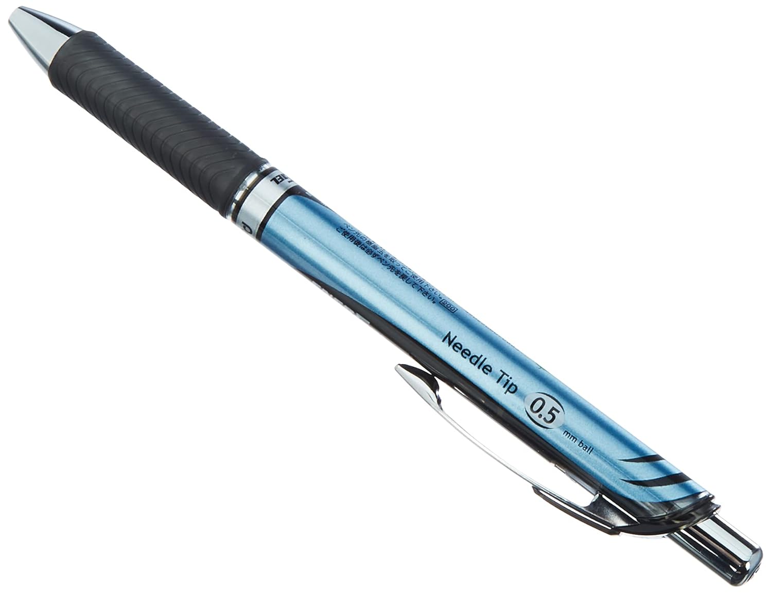 Pentel Energel Knock Ballpoint Pen, 0.5mm Needle Tip, Blue Body with Black Accent (BLN75-A)