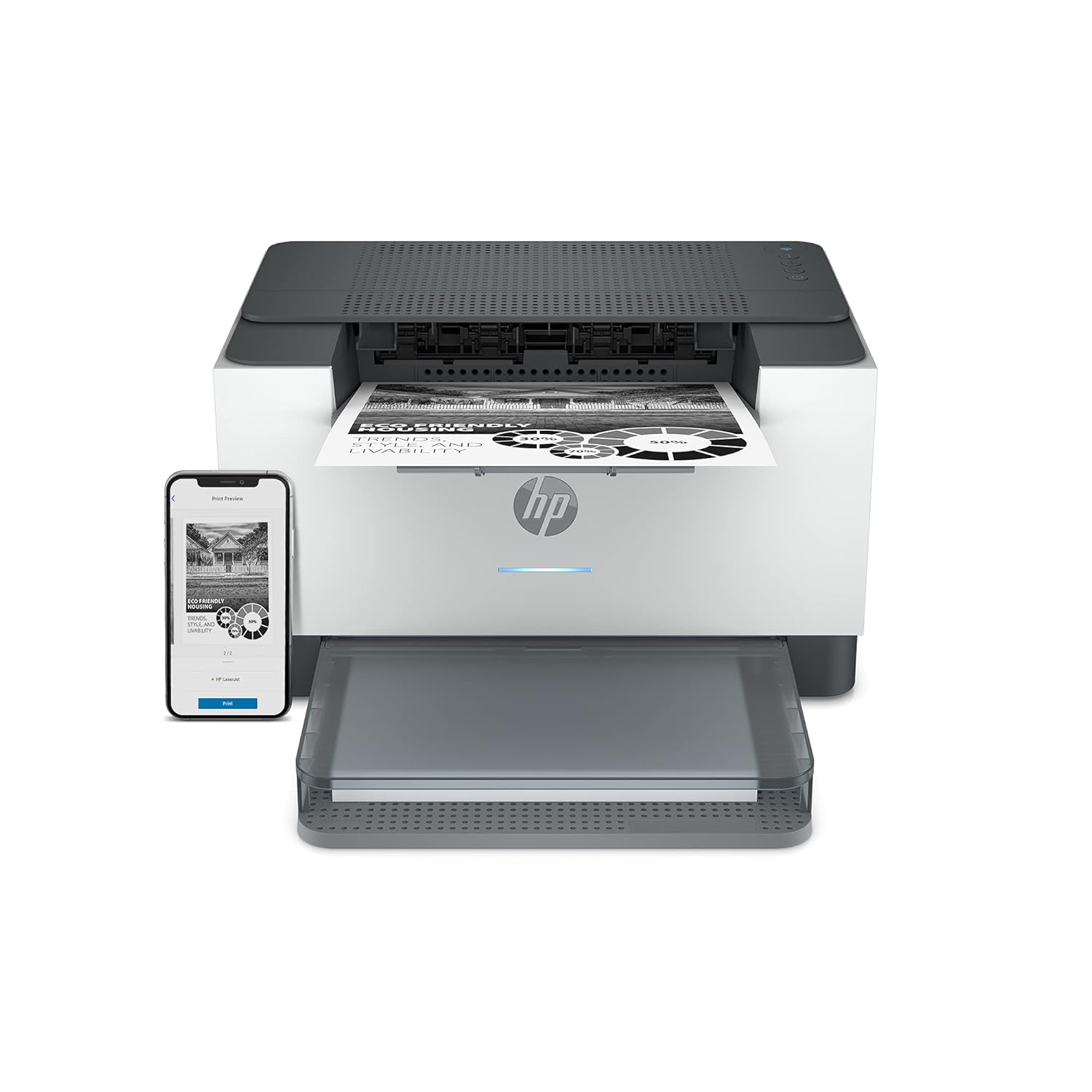 HP LaserJet M208dw Printer, Wireless, Single Function, Print, Hi-Speed USB 2.0, Ethernet, Bluetooth LE, Up to 30 ppm, 150-sheet Input Tray, 100-sheet Output Tray, Black and White, 6GW64A