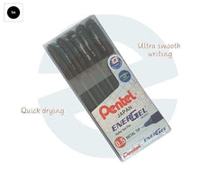 Pentel Energel Roller Gel Pen 0.5mm Metal Tip - 5 Pcs By DTL Company (Black)