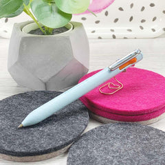 Pentel iZee 4 in 1 Color 1.0mm Ballpoint Pen Combo | Attractive Honeycomb Finger Grip with Smooth Flowing, Oil Base Ink | Dark Blue Barrel & Light Blue Barrel | Multicolour Ink, Pack of 4