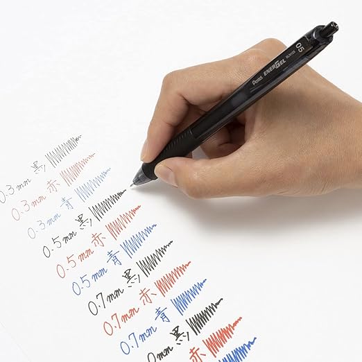 Pentel XBLN125-A10 EnerGel Ink Ballpoint Pen, 0.02 inches (0.5 mm), Black, Pack of 10, 5 Pieces