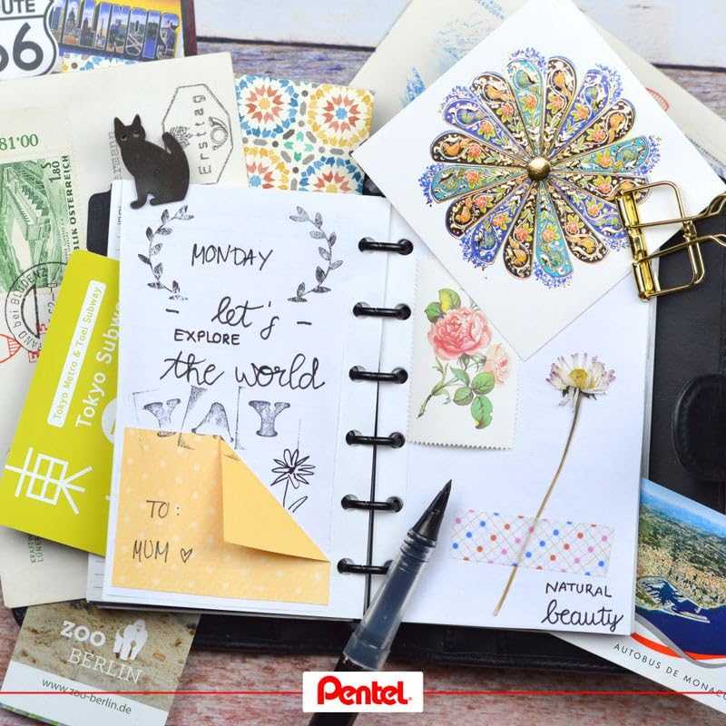 Pentel Tradio Stylo Fountain Pen | Plastic Ribbed Body | Sleek Black Body | Black Ink, Pack of 1