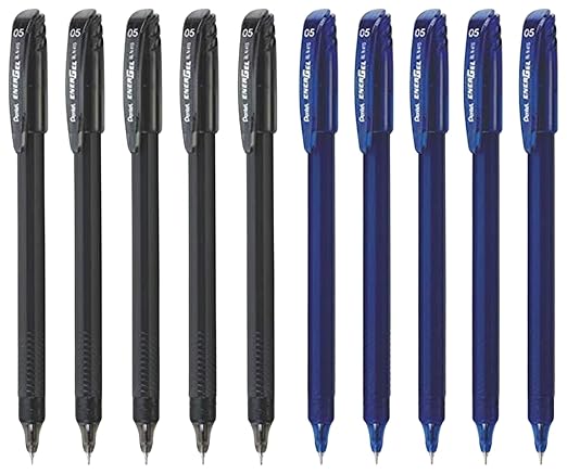 Pentel Energel - Roller Gel Pen Set - Pack of 5 (0.5mm Blue) Energel - Roller Gel Pen Set - Pack of 5 (0.5mm Black)